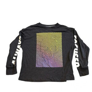 Old Navy Boys Optical Illusion "Stay 'Focused" Gray Long Sleeve Tee Size Small